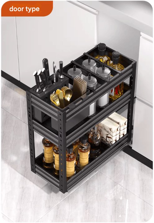 Deepened all-aluminum black, 2-layer cutlery holder with knife rack - Image 5
