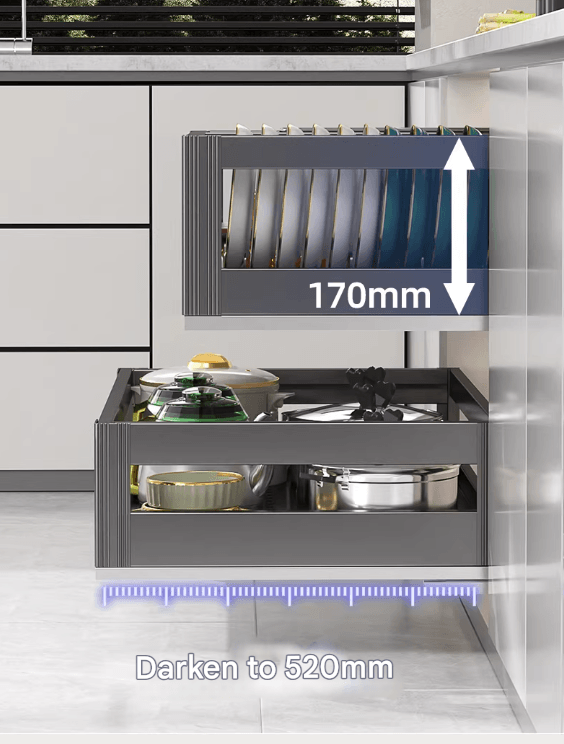 Pull-out kitchen cabinet 304 stainless steel drain basket, double-layer drawer cabinet - Image 5
